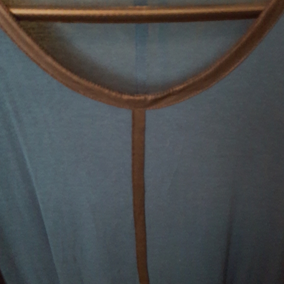 Teal leather trim top - Picture 2 of 5